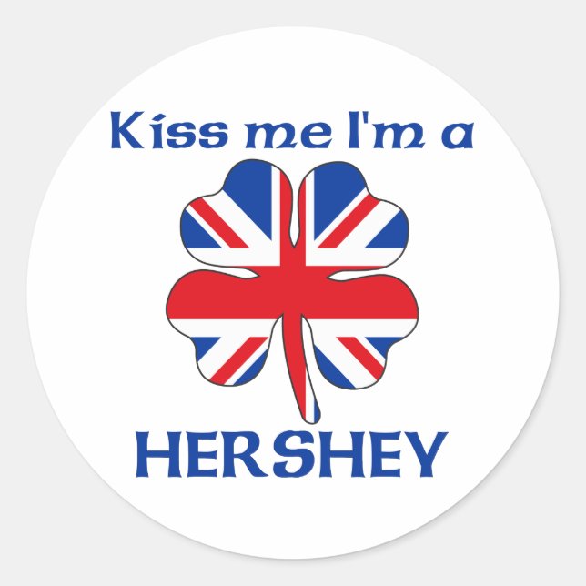 Sticker Rond Personnalisé British Kiss Me Je suis Hershey (Devant)