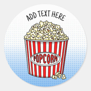 Sticker Rond Personnalisé ces Retro Pop Art Popcorn