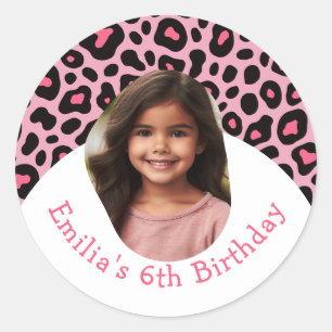 Sticker Rond Personnalisé Cheetah Anniversaire Fête Favore Tout