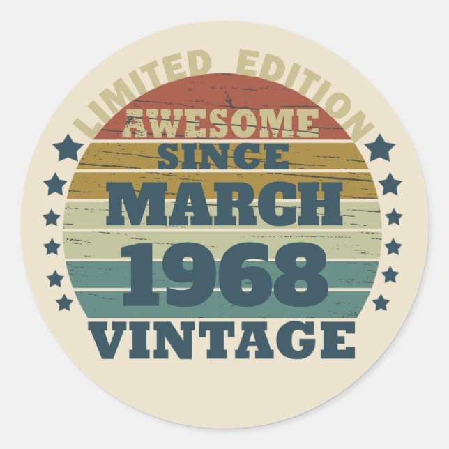 Sticker Rond Personnalisé cinquante-cinq vintage 55e anniversai (Devant)