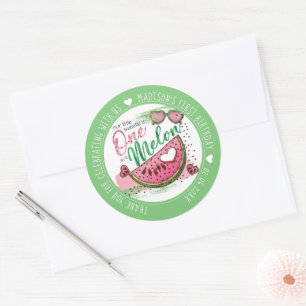 Sticker Rond Personnalisé Dans Une Fête D'Anniversaire Melon