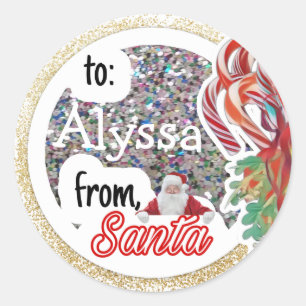 Sticker Rond Personnalisé de Noël Parties scintillant Père N