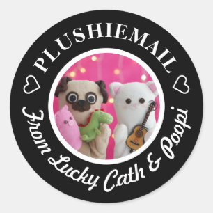 Sticker Rond Personnalisé Elegant Black Photo Mail élégant