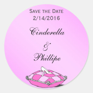 Sticker Rond Personnalisé Enregistrer la date Cinderella Slippe