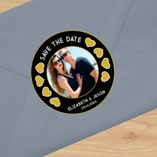 Sticker Rond Personnalisé Enregistrer La Photo Date Couple Pers