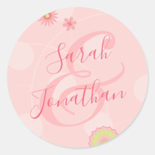 Sticker Rond Personnalisé été Floral Plutôt rose Mariage