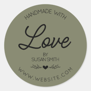 Sticker Rond Personnalisé fait avec amour fait main