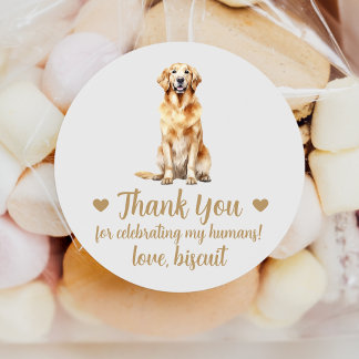 Sticker Rond Personnalisé Golden Retriever Chien Mariage Favori