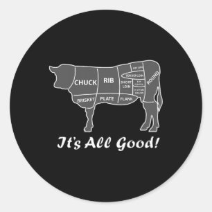 Sticker Rond Personnalisé Graphisme Bbq Boeuf Brisket Steak Rib