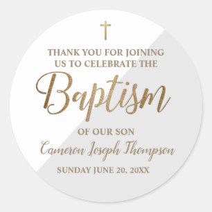 Sticker Rond Personnalisé gris Bébé garçon baptême Merci