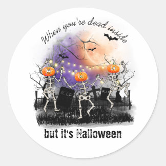 Sticker Rond Personnalisé Halloween Dance Skeleton mignon