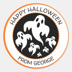 Sticker Rond Personnalisé Happy Halloween Ghost