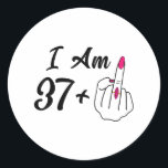 Sticker Rond Personnalisé I Am 37 Plus 1 Humour du doigt moyen<br><div class="desc">Personnalisé I Am 37 Plus 1 Humour du doigt médian 38e Femmes _1</div>