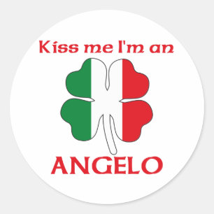 Sticker Rond Personnalisé Italien Kiss Me Je suis Angelo