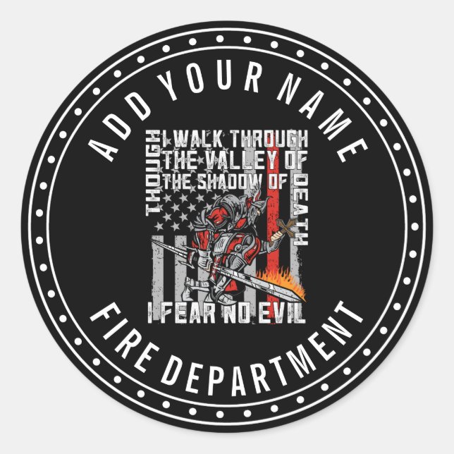 Sticker Rond Personnalisé Je Ne Crains Aucun Malin Pompier Croi (Devant)