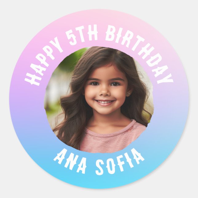 Sticker Rond Personnalisé Joyeux Anniversaire Nom N'Importe Que (Devant)