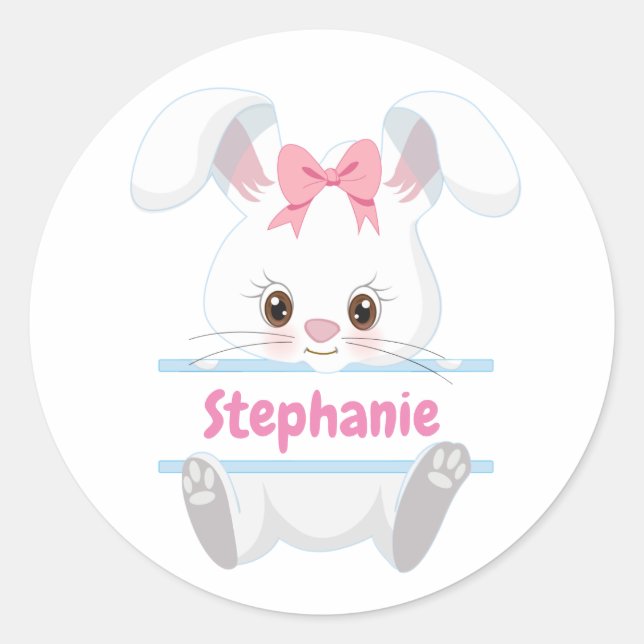 Sticker Rond Personnalisé - Lapin de Pâques (Devant)