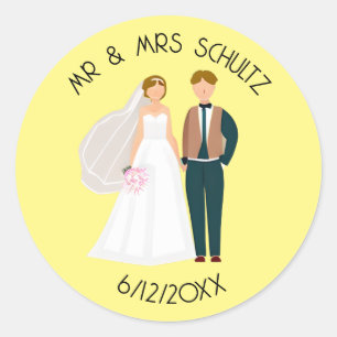 Sticker Rond Personnalisé M. et Mme Bride et Groom