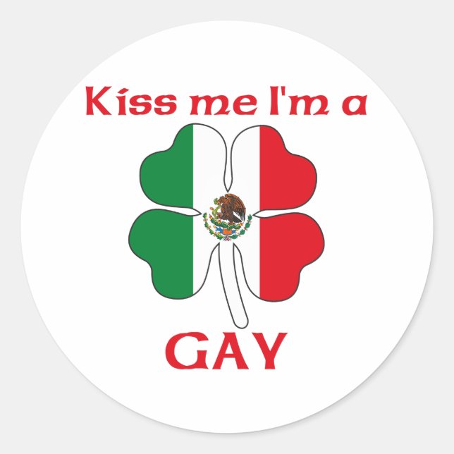 Sticker Rond Personnalisé Mexicain Kiss Me Je suis gay (Devant)