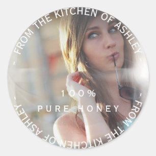 Sticker Rond Personnalisé miel fait maison Photo Sweet Bubble