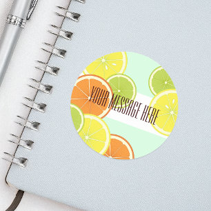 Sticker Rond Personnalisé Moderne Citron Fruit Coloré