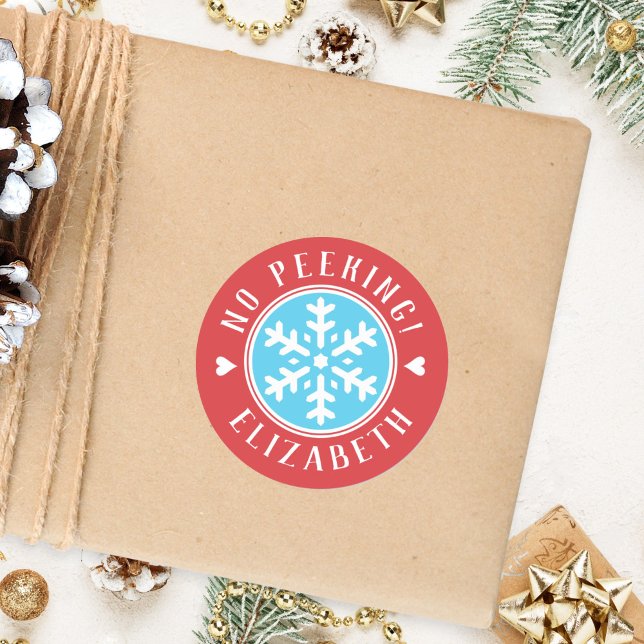 Sticker Rond Personnalisé Non Pékin cadeau de Noël rouge (Créateur téléchargé)