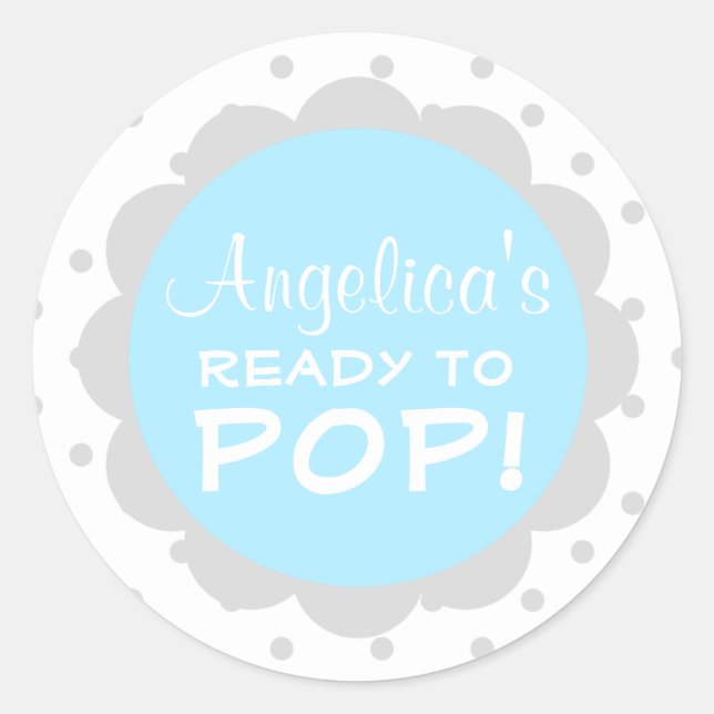 Sticker Rond Personnalisé prêt à pop Baby shower Blue Boy (Devant)