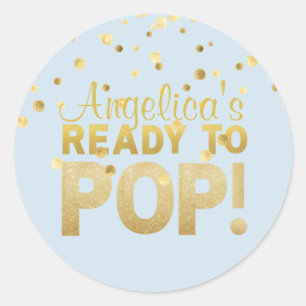 Sticker Rond Personnalisé prêt à pop Baby shower BOY Blue