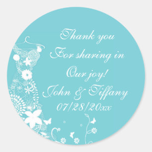 Sticker Rond Personnalisé Robin Oeuf Bleu Mariage Favoriser Éti
