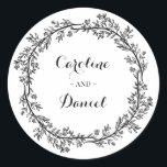 Sticker Rond Personnalisé Rustic Fleur sauvage Folk Mariage Cla<br><div class="desc">Autocollant Fleur sauvage traditionnel Mariage classique</div>