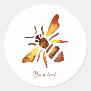 Sticker Rond Personnalisé Rustique abeille brun rouille jaune a