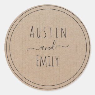 Sticker Rond Personnalisé Rustique moderne Boho Mariage
