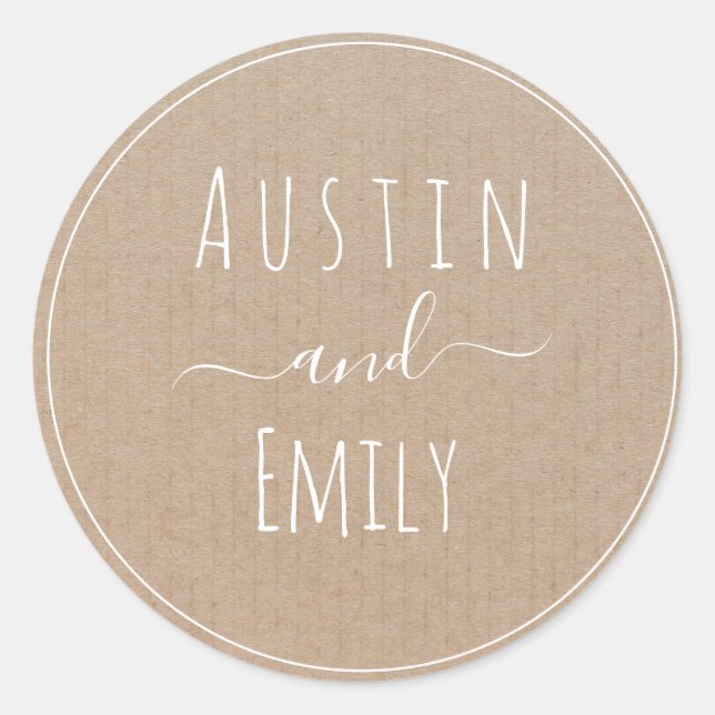 Sticker Rond Personnalisé Rustique moderne Boho Mariage (Devant)