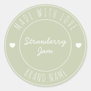Sticker Rond Personnalisé Simple Moderne Jam Canne Sage Vert