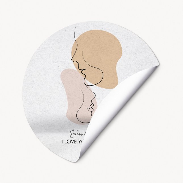 Sticker Rond Personnalisé, Une Ligne, Amour, Bohème, Arabe (Créateur téléchargé)