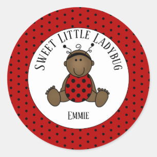 Sticker Rond PersonnalisedvAfrican American Baby Ladybug