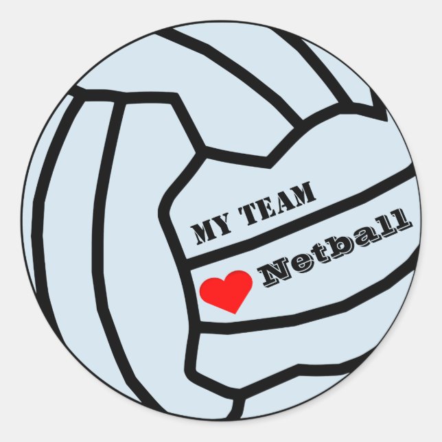 Sticker Rond Personnalisée Couleur Love Netball Team (Devant)