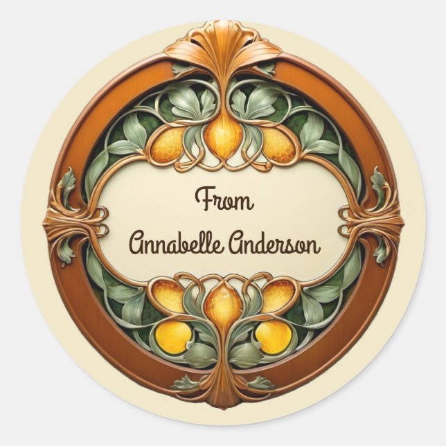 Sticker Rond Personnaliser Art Nouveau (Devant)