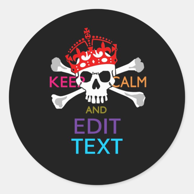 Sticker Rond Personnaliser avec le texte Garder calme Crossbone (Devant)