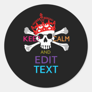 Sticker Rond Personnaliser avec le texte Garder calme Crossbone