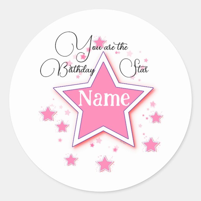 Sticker Rond Personnaliser Avec Un Nom STAR (Devant)