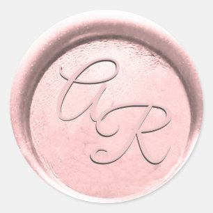 Sticker Rond *~* PERSONNALISER BLUSH ROSE Mariage de cire dorée