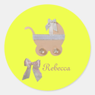 Sticker Rond Personnaliser Bright peach couleur bébé chariot