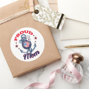 Sticker Rond Personnaliser Chien Tag Fier U.S. Coast Guard Mama