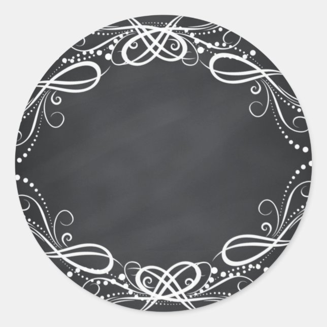 Sticker Rond Personnaliser des courbes florales du tableau noir (Devant)