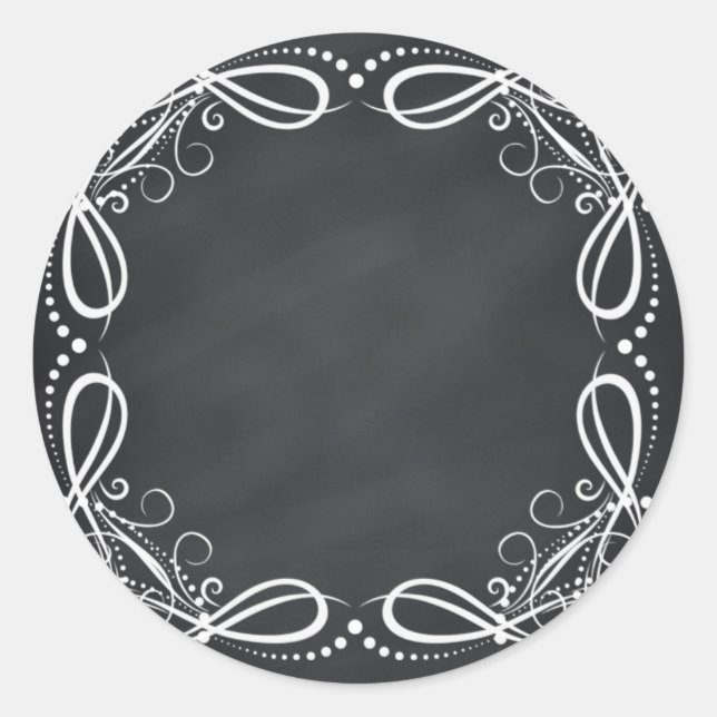 Sticker Rond Personnaliser des courbes florales du tableau noir (Devant)