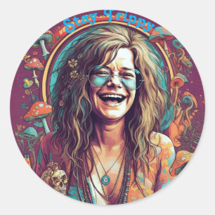Sticker Rond Personnaliser Hippie Boho Stay Trippy Vibes Person