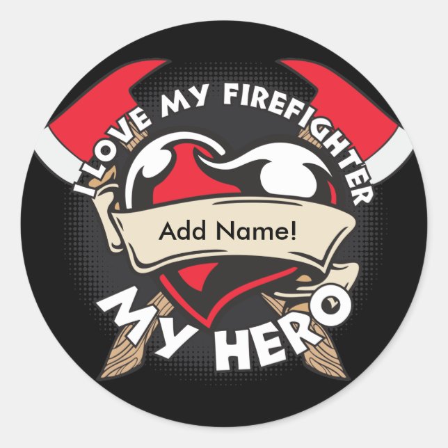 Sticker Rond Personnaliser l'amour Mon pompier (Devant)