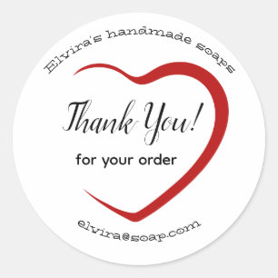 Sticker Rond Personnaliser le "Merci" au coeur rouge
