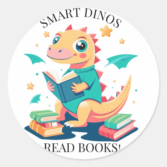 Sticker Rond Personnaliser le nom Modifier Smart Dinos Lire les (Devant)